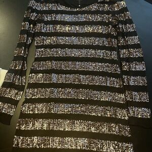 Joe's Jeans Black Long Sleeve Sequin Striped Top